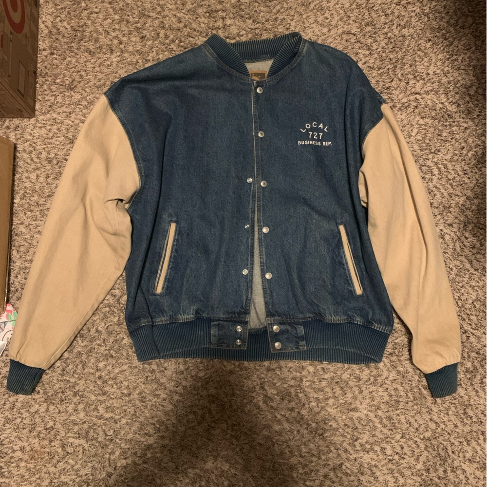 Men's Hollywood union set collector Blue and Tan Varsity Jacket